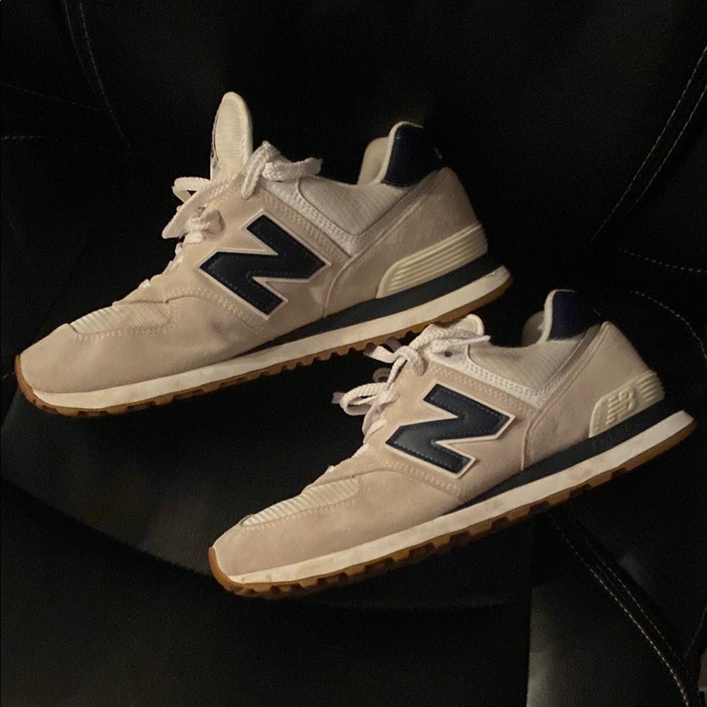 New Balance 574 White and Blue Sneakers Classic Style BX1